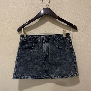 Black Acid Wash Jean Skirt